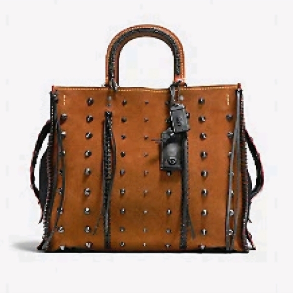 Coach Handbags - Coach Western Rogue 36 Saddle Suede With Studs, Rivets. RARE!